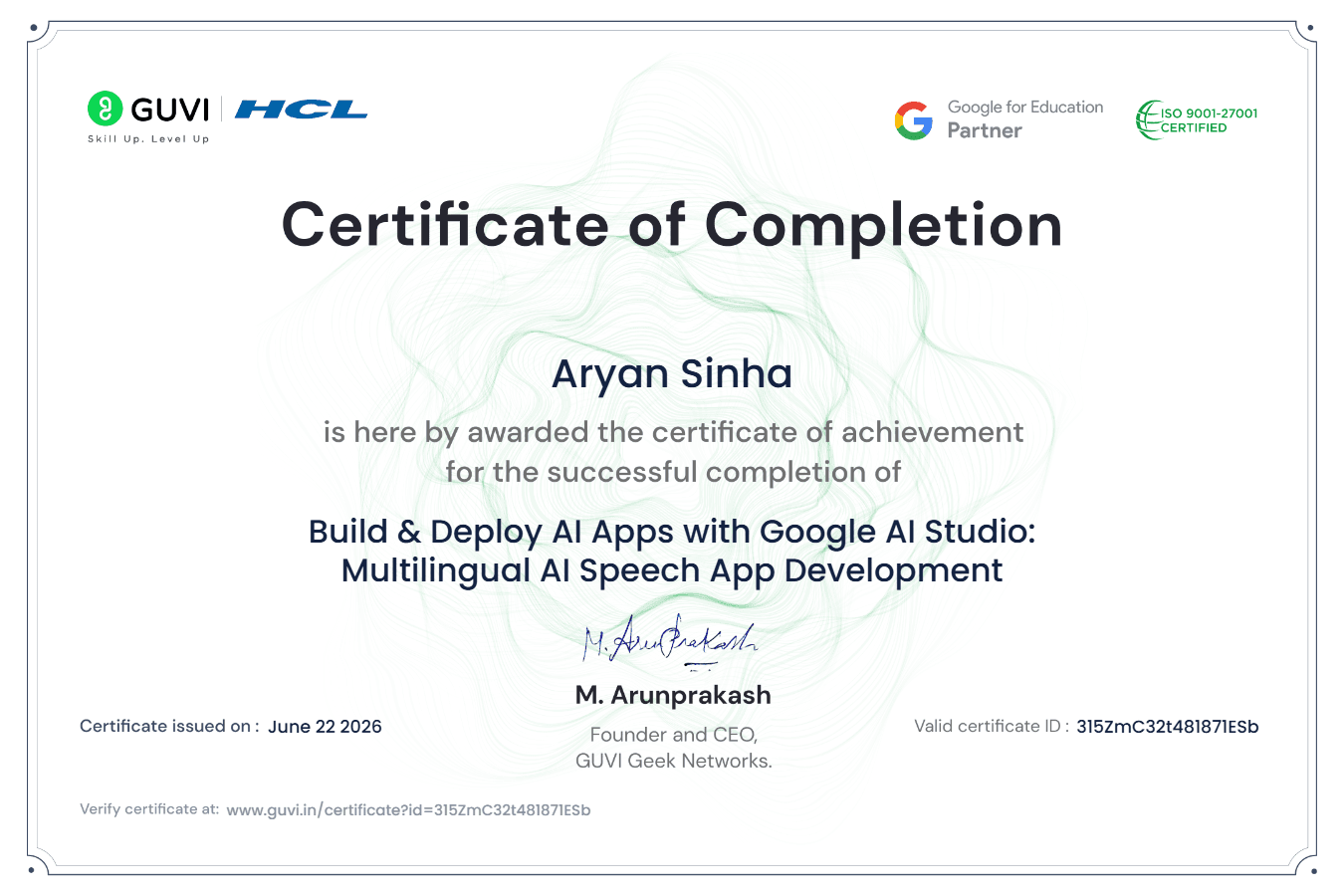 Build & Deploy AI Apps with Google AI Studio - HCL GUVI