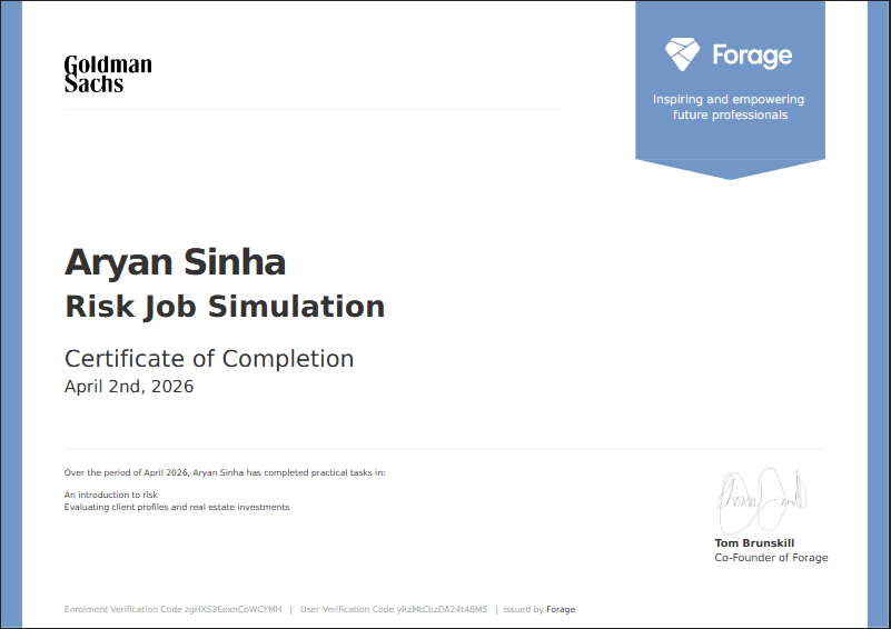 Goldman Sachs certificate