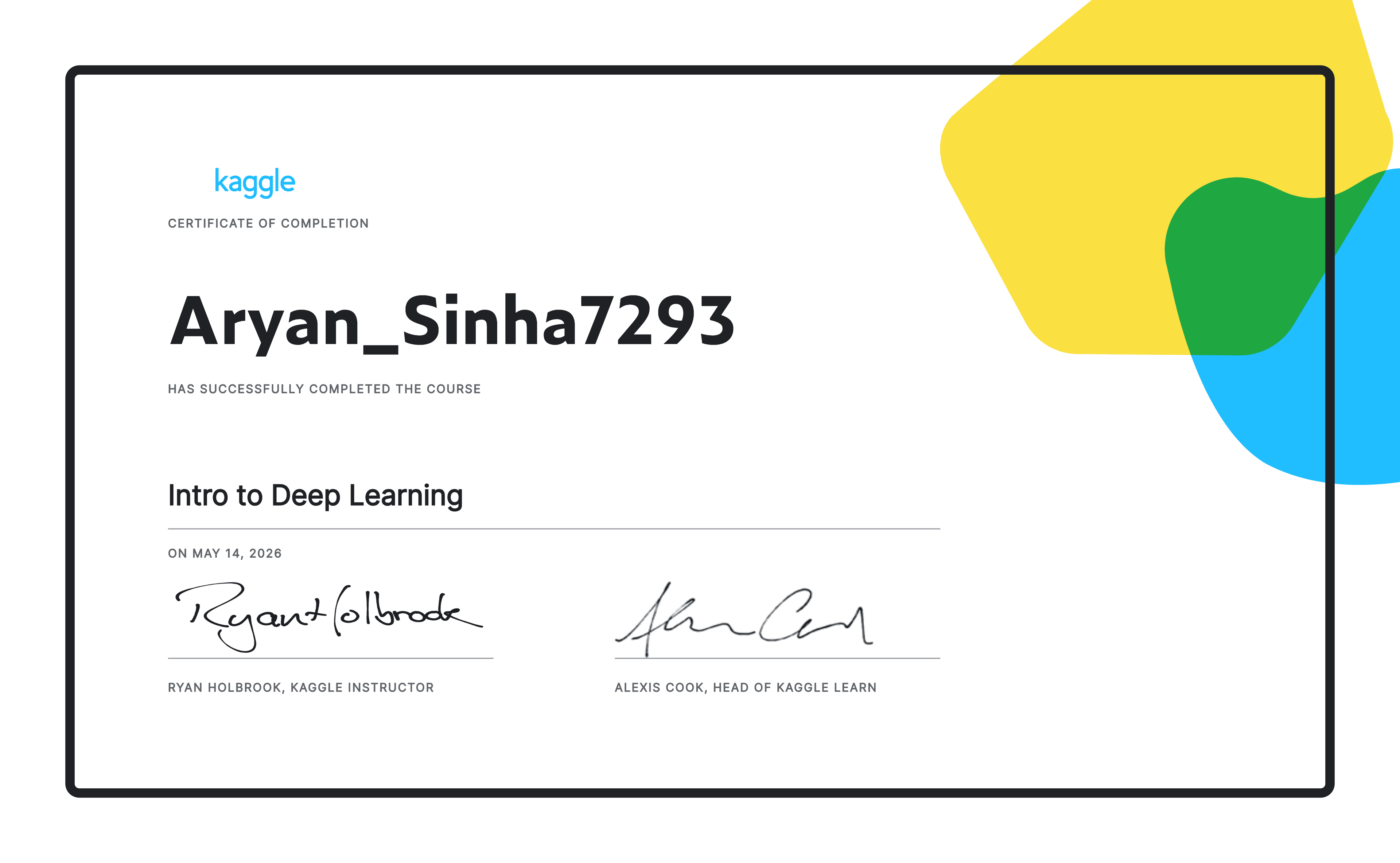 Kaggle certificate